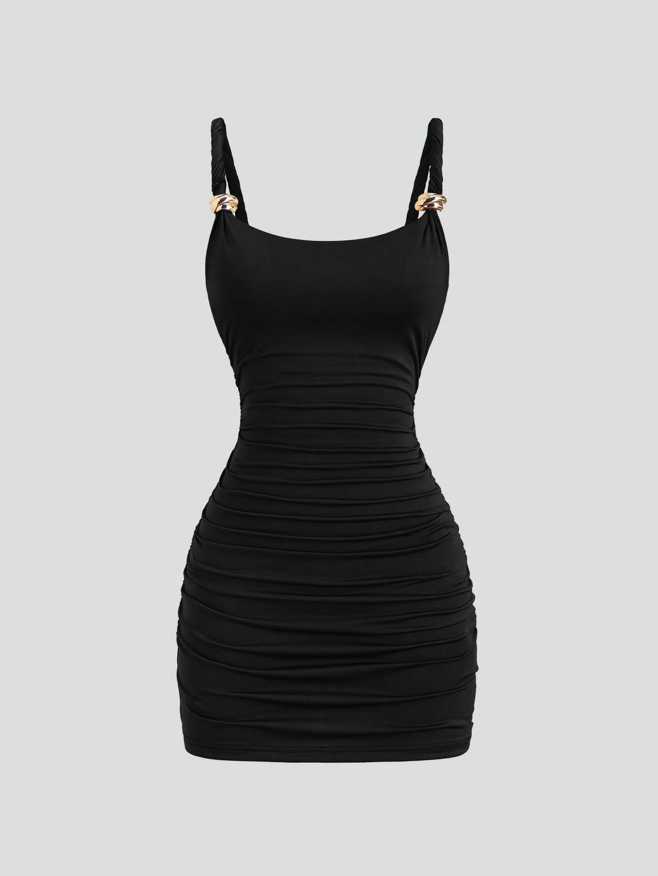 Sweetra European And American New Summer Outing Outfit Twisted Rope Fashion Metal Buckle Hot Girl Street Style Slimming Flattering Daily Commute Versatile Mini Dress
