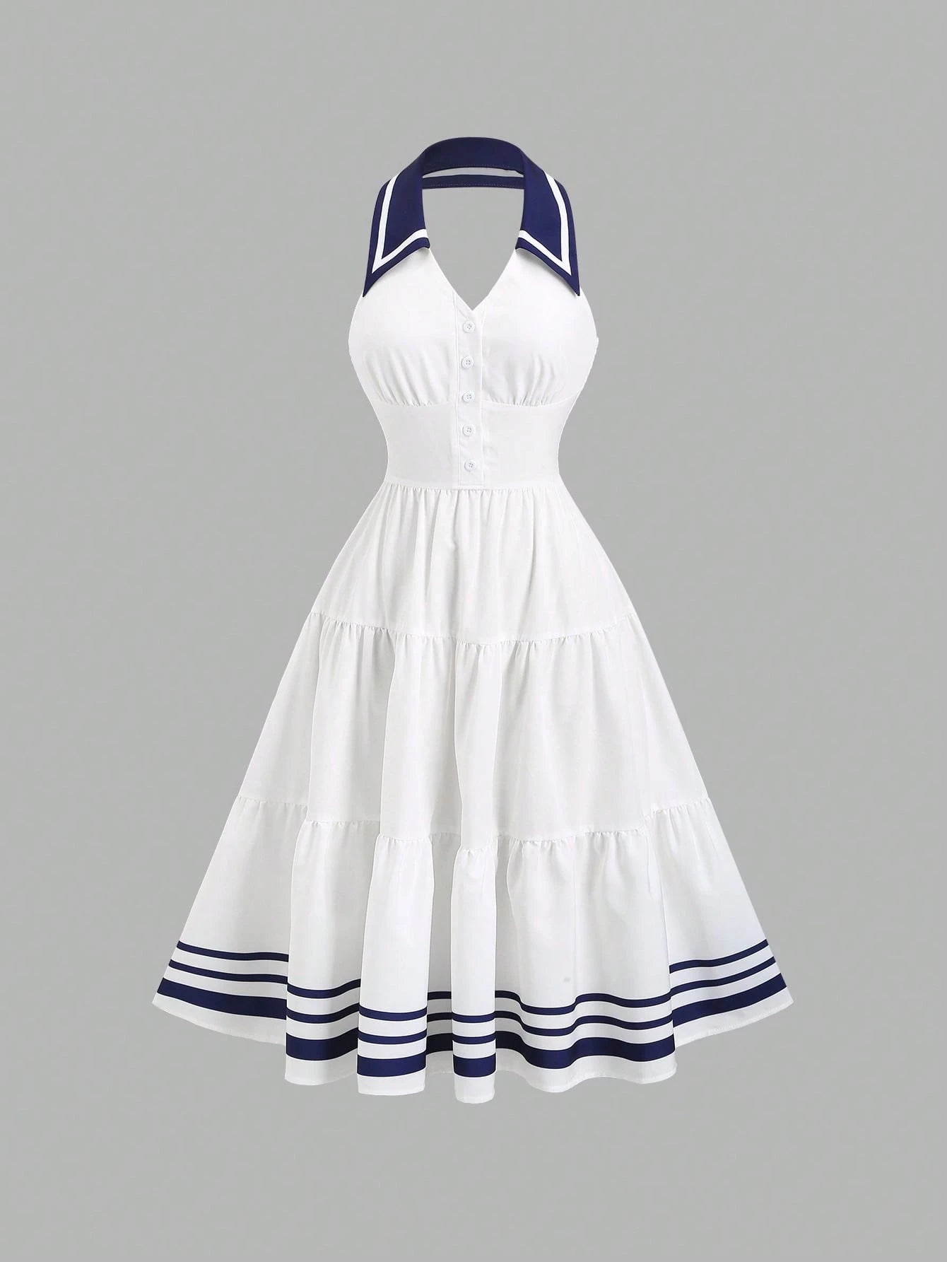 Sweetra New Spring/Summer Women's Dress With Design Elements, Retro Chic Vibe, Fitted Silhouette, Elegant Academic Style, Versatile & Comfortable, White Color