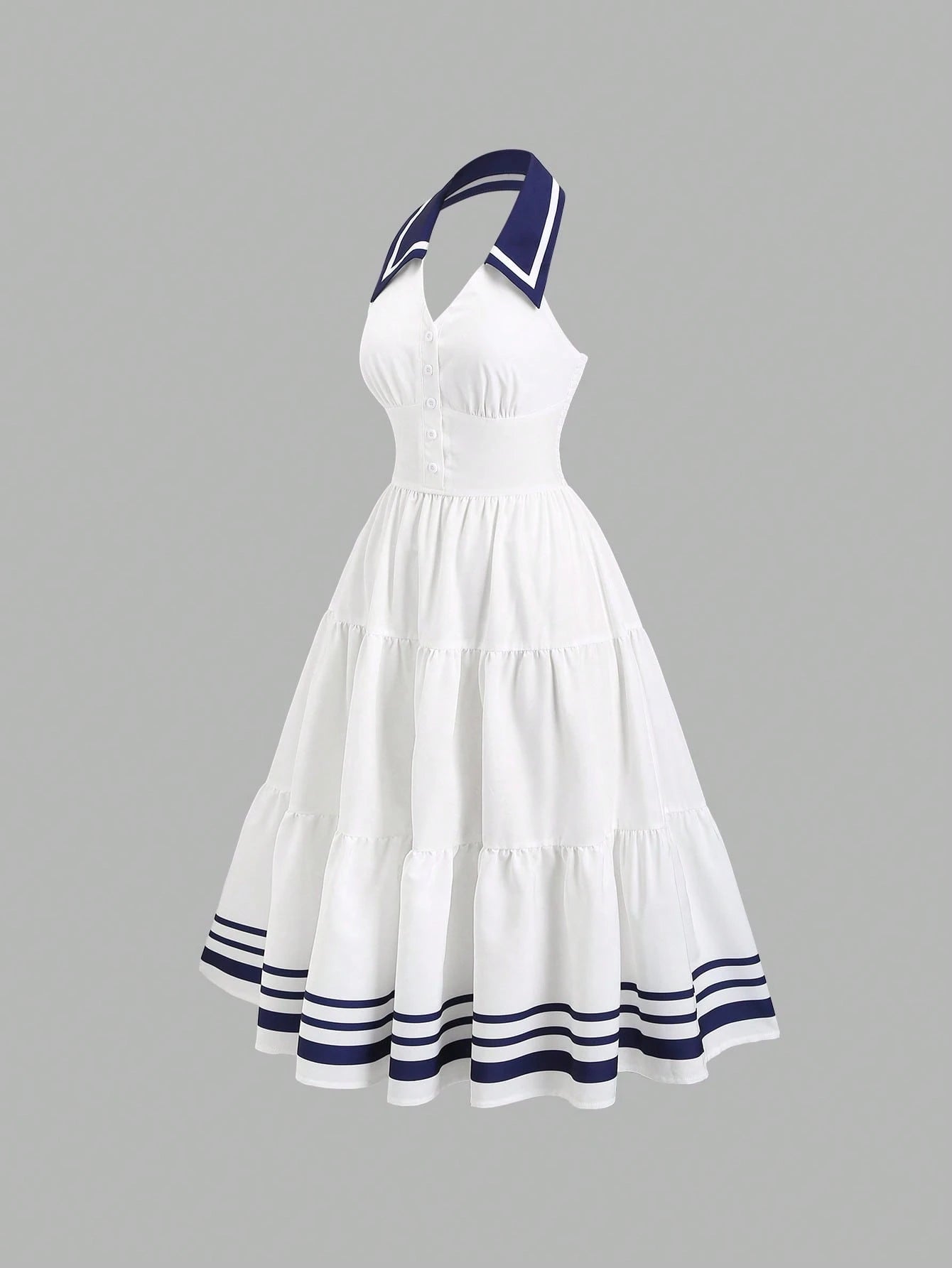 Sweetra New Spring/Summer Women's Dress With Design Elements, Retro Chic Vibe, Fitted Silhouette, Elegant Academic Style, Versatile & Comfortable, White Color