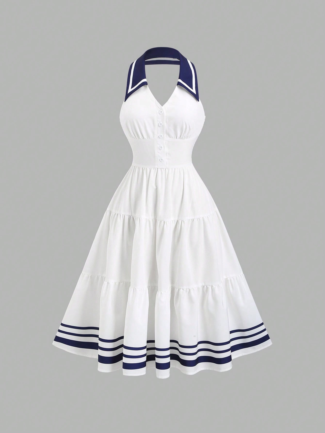 Sweetra New Spring/Summer Women's Dress With Design Elements, Retro Chic Vibe, Fitted Silhouette, Elegant Academic Style, Versatile & Comfortable, White Color