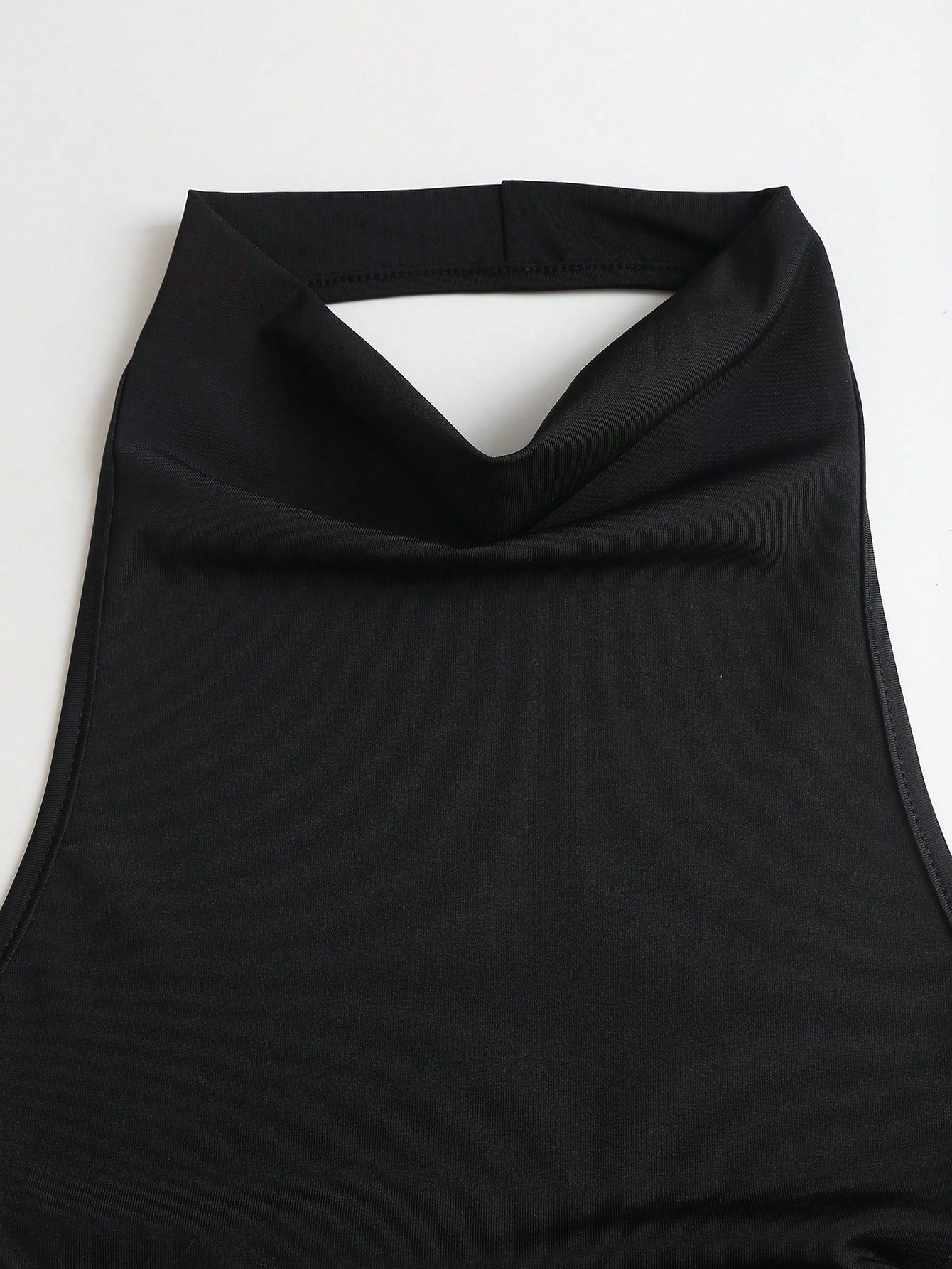 Sweetra New Summer Lace Patchwork Asymmetric Hem Drawstring Tie Design Cowl Neck Backless Elegant Commuter Fashion Mini Dress