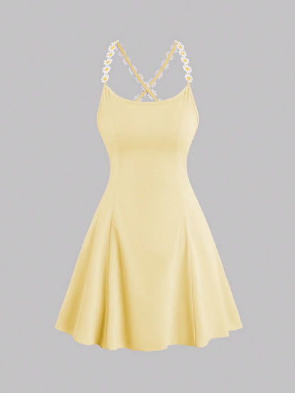 Sweetra Women's Back-Cross Strap Summer Fashion Open Back Dress Mini Short Women Outfit