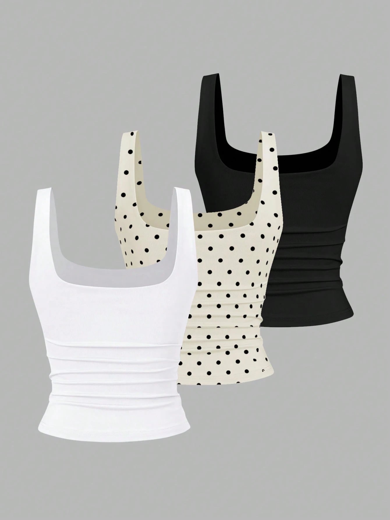 Sweetra Women's Casual Solid Color & Polka Dot Print Tank Top