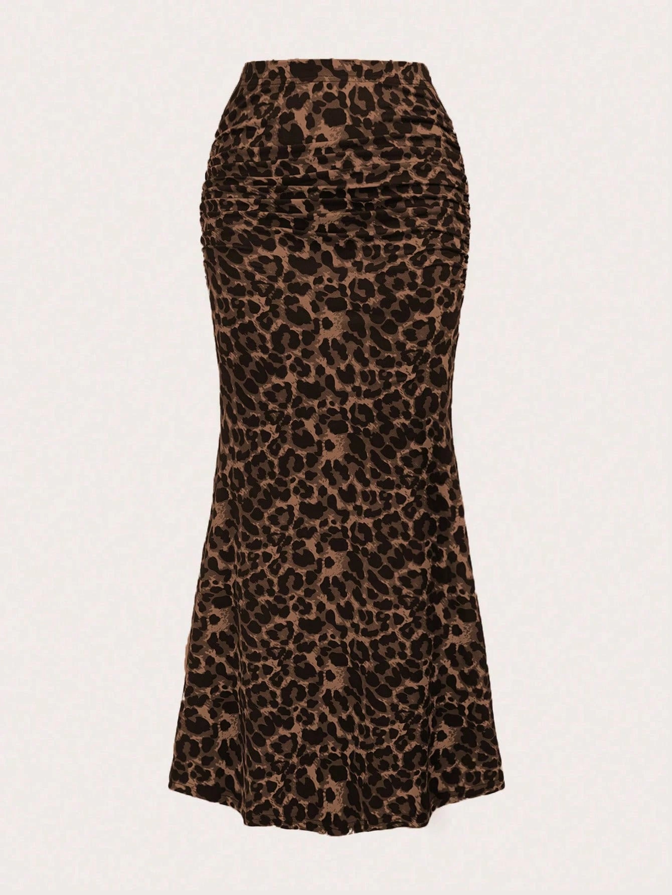 Sweetra Women's Leopard Print Ruched Mermaid Hem Holiday Skirt