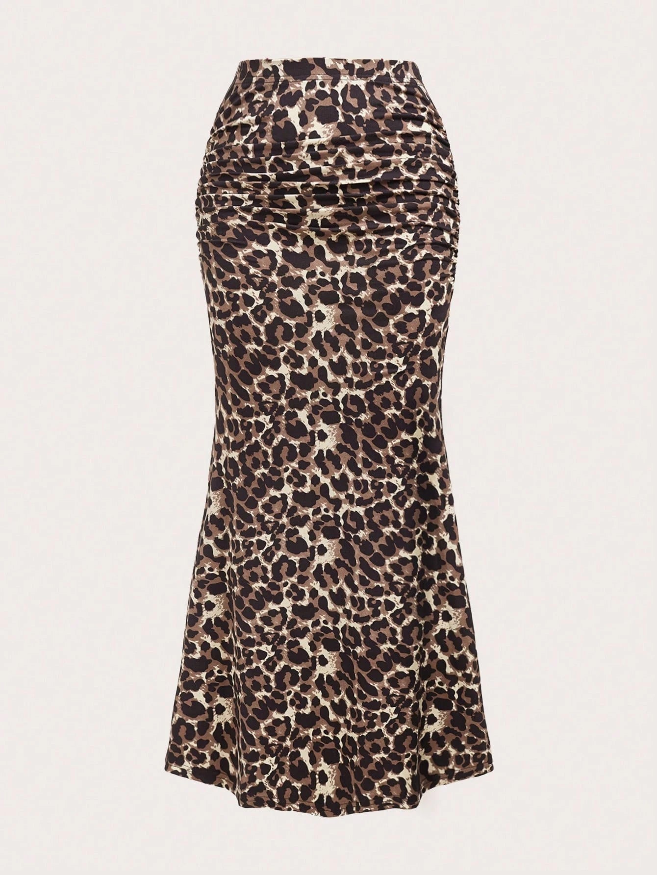 Sweetra Women's Leopard Print Ruched Mermaid Hem Holiday Skirt