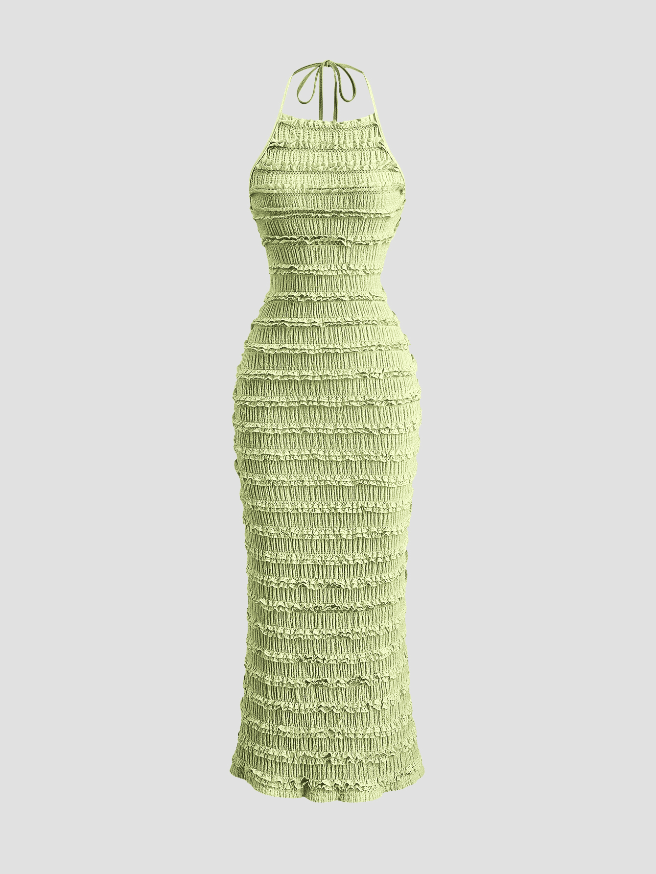 Sweetra Women's Light Yellow Pleated Lace Maxi Dress, Romantic Sexy Resort Style, Spring/Summer