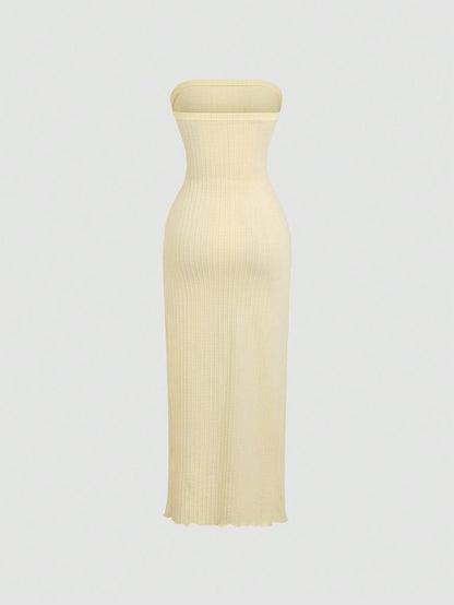 Sweetra Wrap Chest Slit Tie-Up Floral Dress, Waist Cinched Bodycon Slit Dress