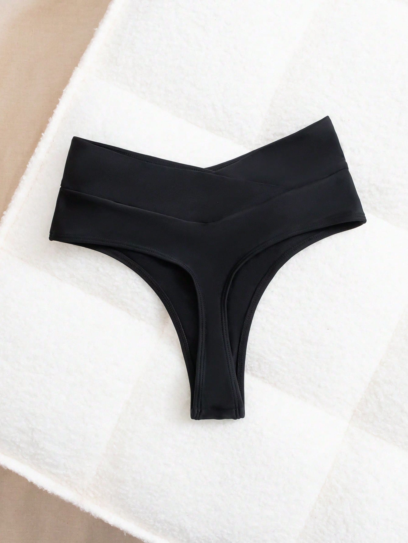 Swim Basics 1pc Women's Solid Color Sexy Crisscross Waist Bikini Bottom Swimwear For Summer Beach Vacation
