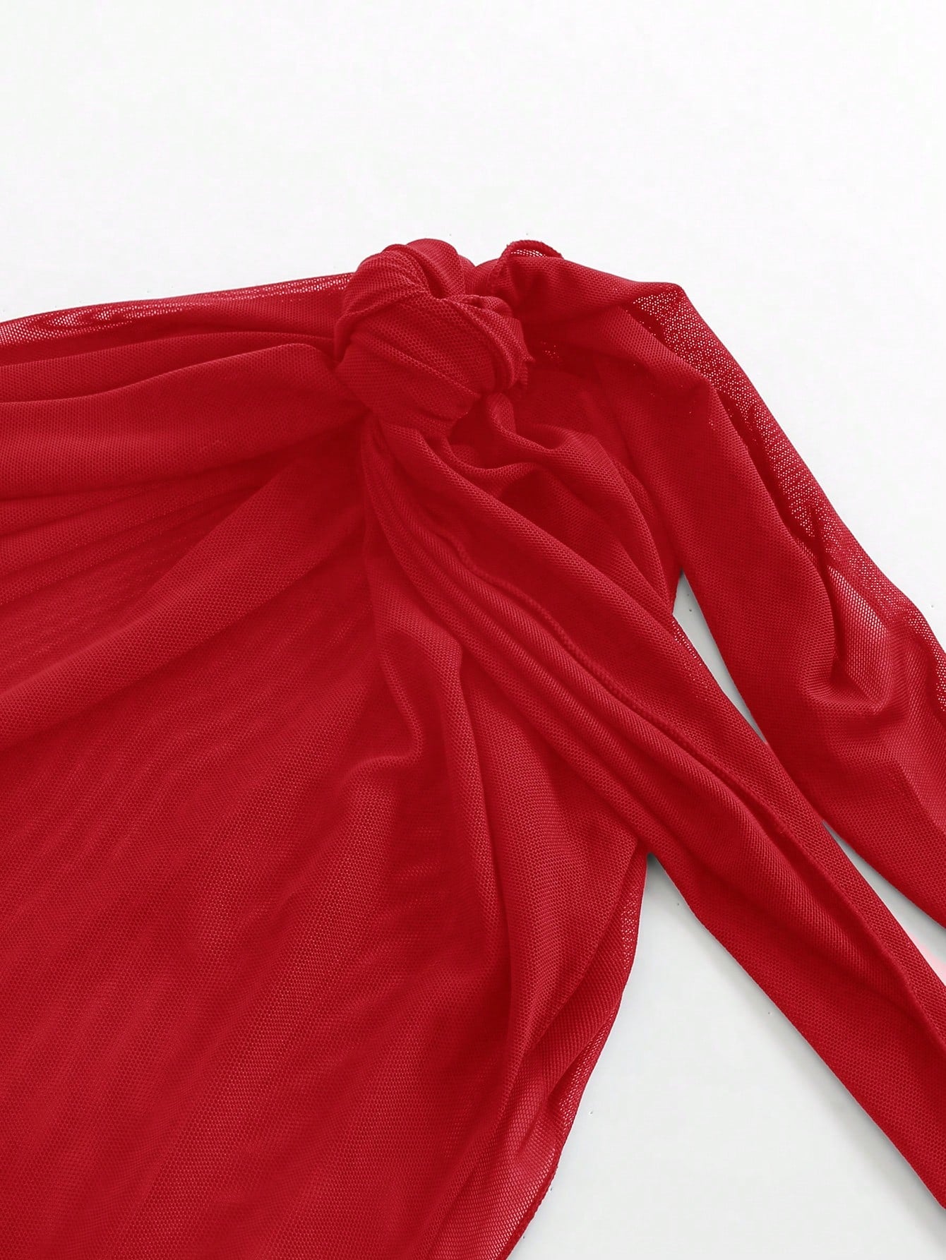 Swim Basics 2026SS New Women's Red Summer Casual Beach Holiday Vacation Sarong,Elegant Solid Color Side Knot Cover-Up & Mini Tie Skirt Set,Vintage Boho Swimsuit