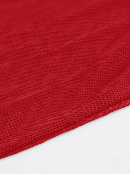 Swim Basics 2026SS New Women's Red Summer Casual Beach Holiday Vacation Sarong,Elegant Solid Color Side Knot Cover-Up & Mini Tie Skirt Set,Vintage Boho Swimsuit