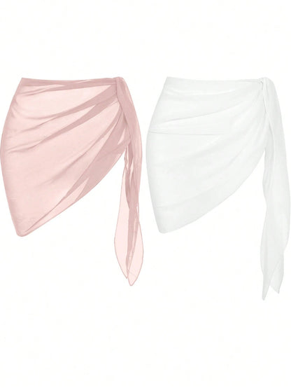 Swim Basics Summer Beach 2packs Chiffon Cover Up Skirt