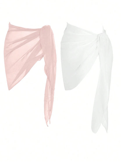 Swim Basics Summer Beach 2packs Chiffon Cover Up Skirt