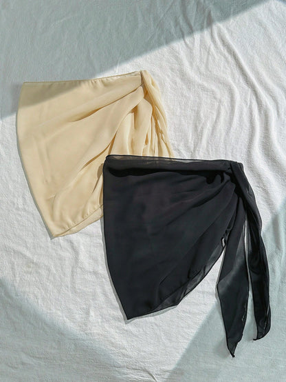Swim Basics Summer Beach 2packs Chiffon Cover Up Skirt