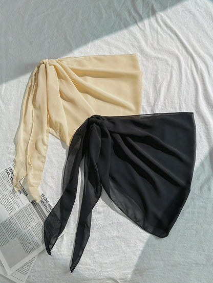 Swim Basics Summer Beach 2packs Chiffon Cover Up Skirt