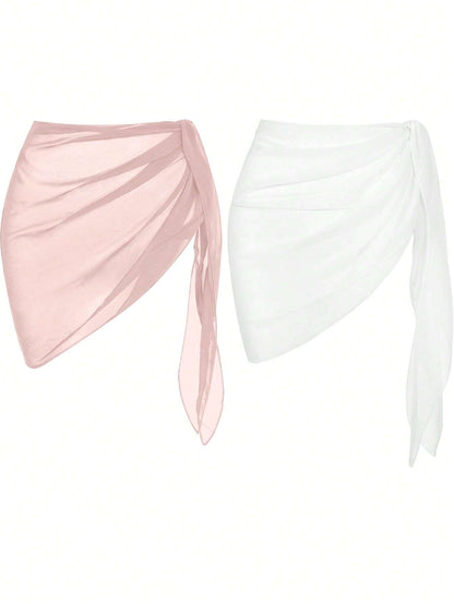 Swim Basics Summer Beach 2packs Chiffon Cover Up Skirt