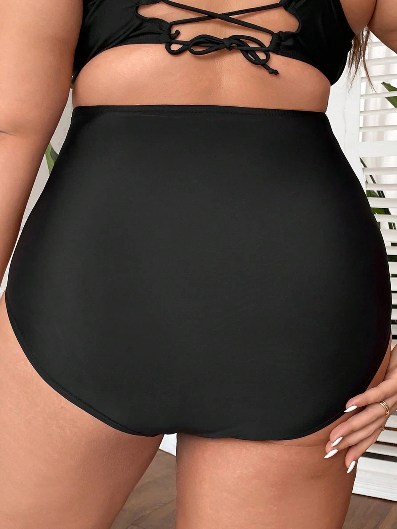 Swim Basics Summer Beach Plus Ruched High Waisted Bikini Bottom