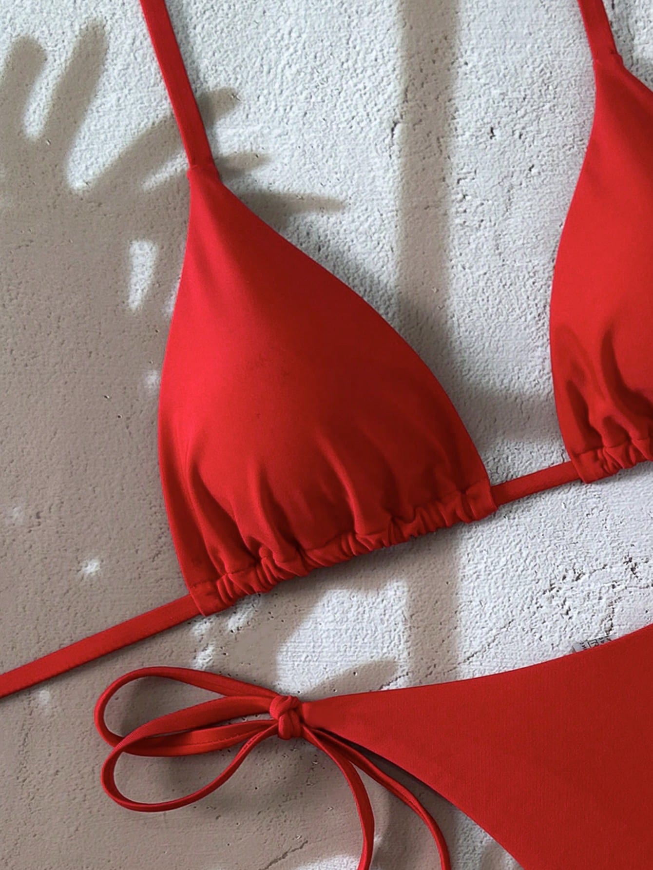 Swim Basics Women's Solid Color Halter Tie Backless Sexy Thong Bikini Set For Summer Beach Vacation,Summer,Spring,Valentine's Day,Casual,Party,Beach