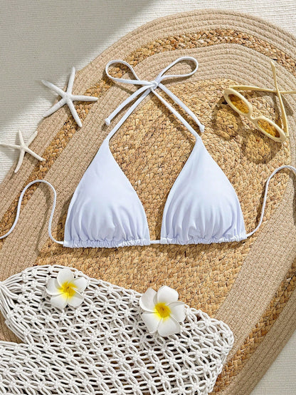 Swim Curve Summer Beach Plus Plain Halter Triangle Bikini Top