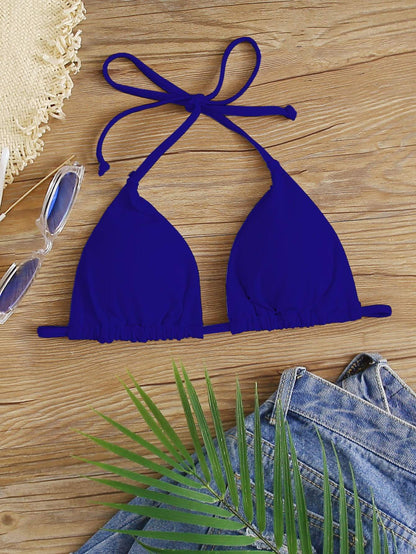 Swim Curve Summer Beach Plus Plain Halter Triangle Bikini Top