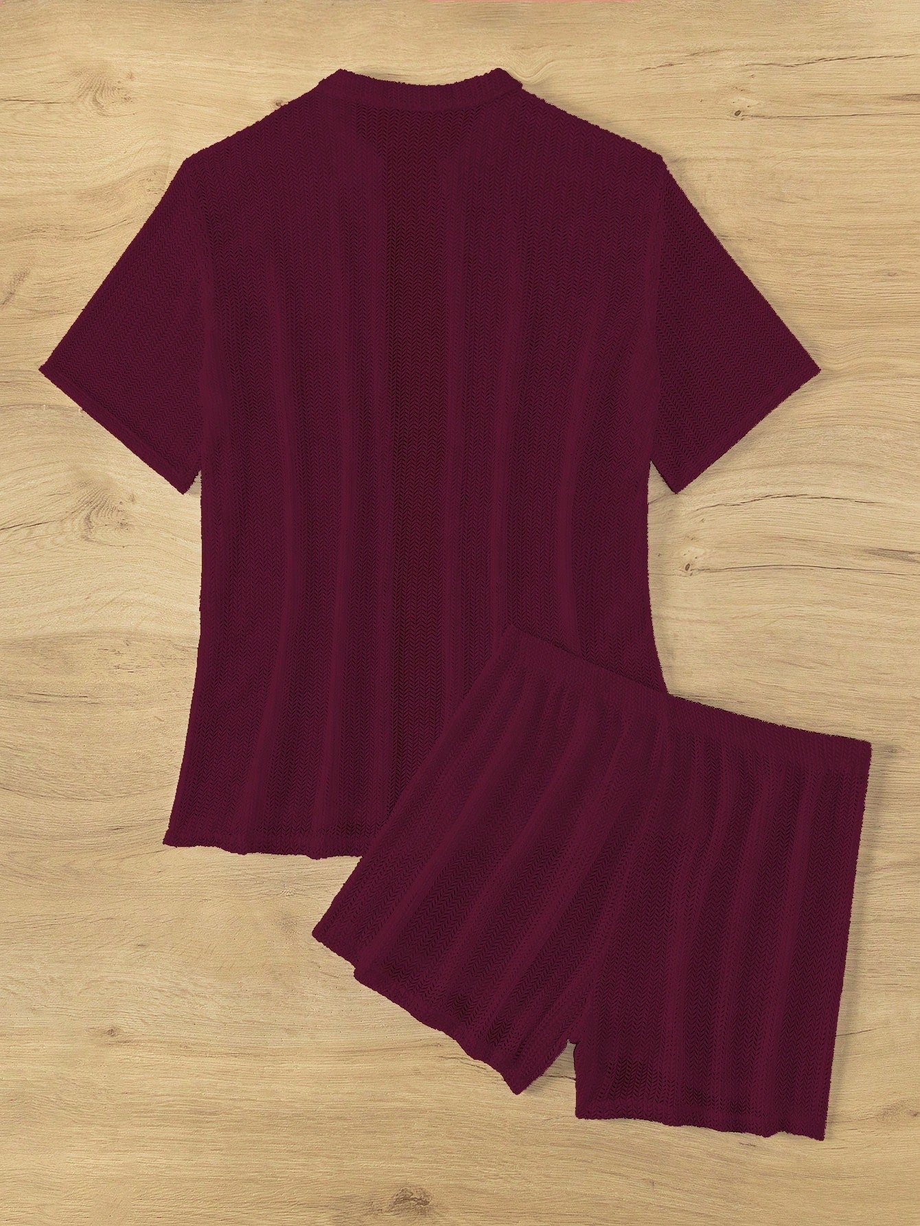 Swim Lushoire 2pcs Women Short Sleeve Top And Shorts Set, Solid Color Summer