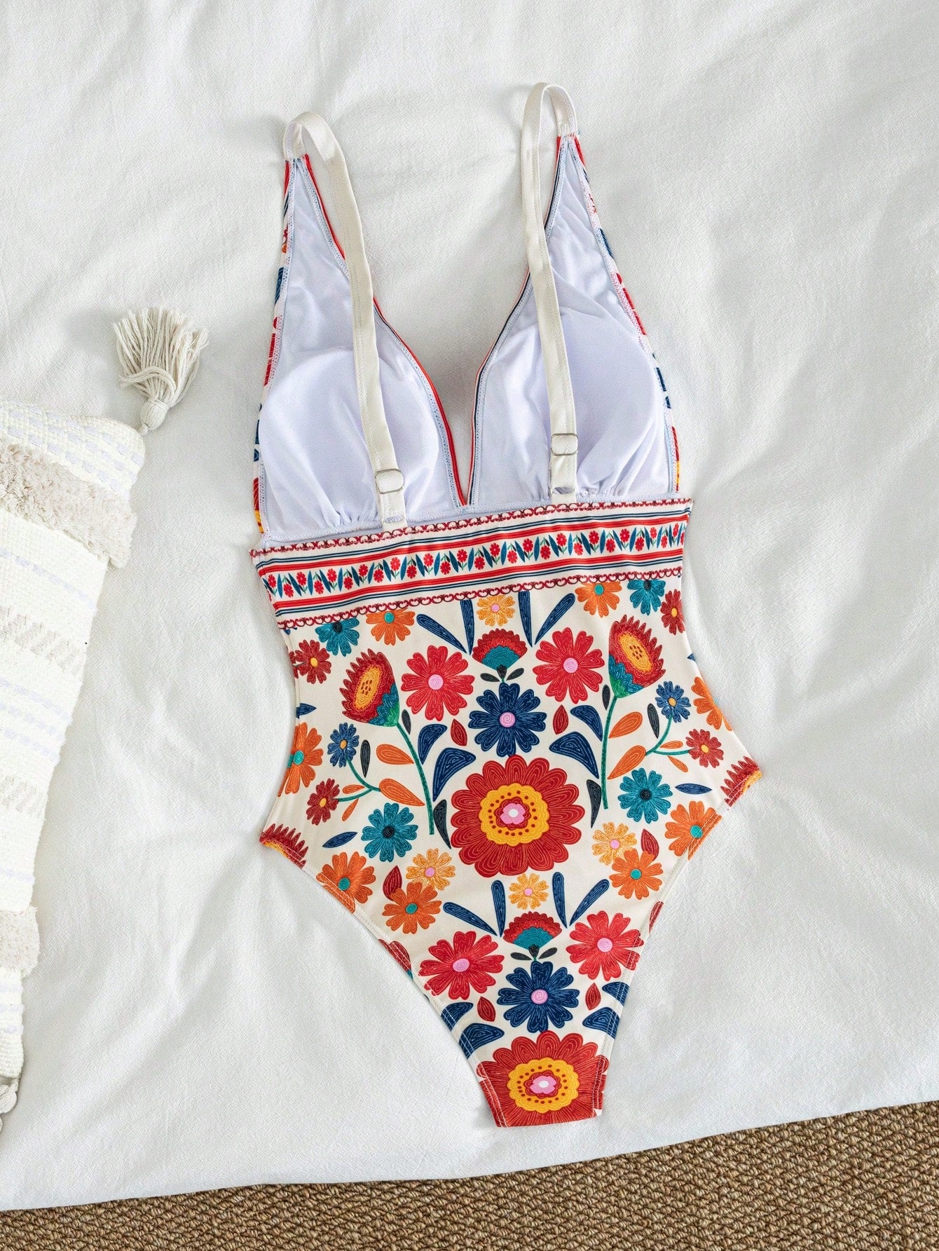 Swim Lushoire New Print Deep V-Neck Backless Slim Fit Fashion Summer One-Piece Swimsuit