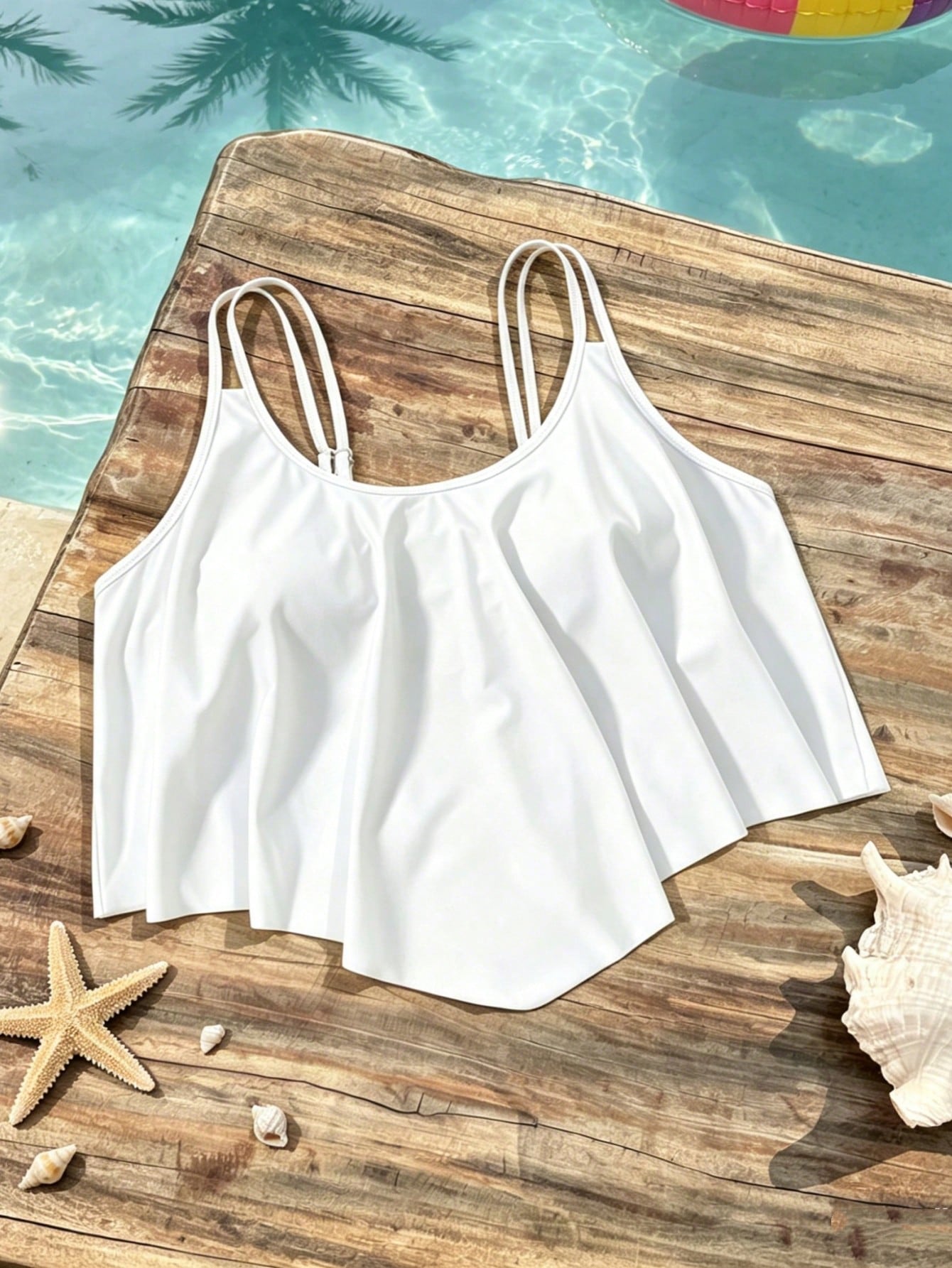 Swim Lushoire Plus Size Solid Color Swimwear Top