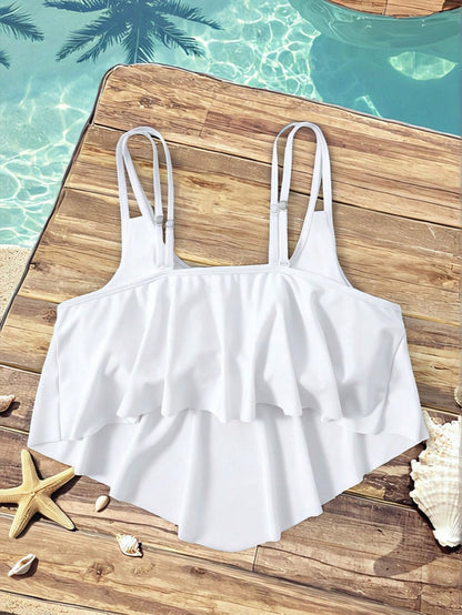 Swim Lushoire Plus Size Solid Color Swimwear Top
