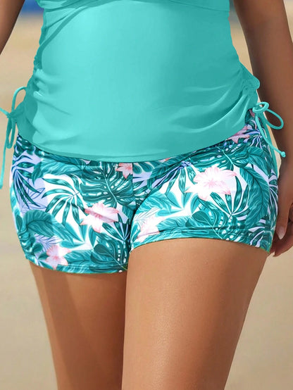 Swim Lushoire Plus Size Women's Random Print Mid-Waist Shorts Casual Beach Swimwear Bottoms