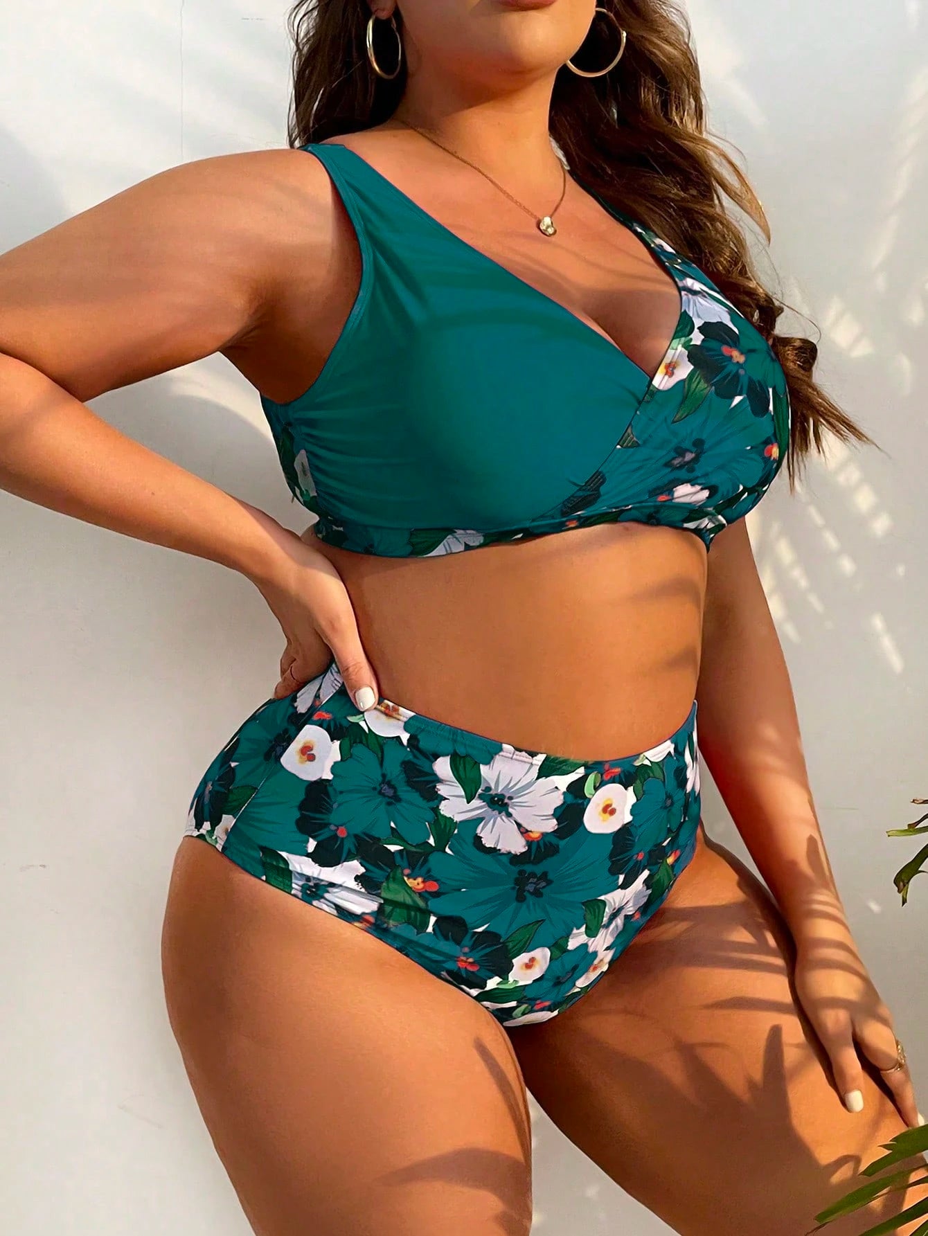 Swim Lushoire Summer Beach Plus Size Tropical Print Bikini Set