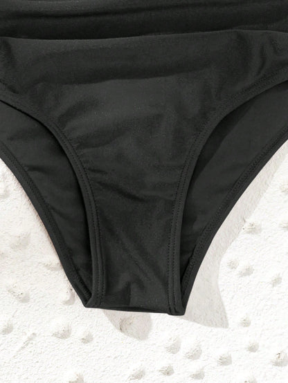 Swim Lushoire Summer Beach Ruched High Waisted Bikini Bottom