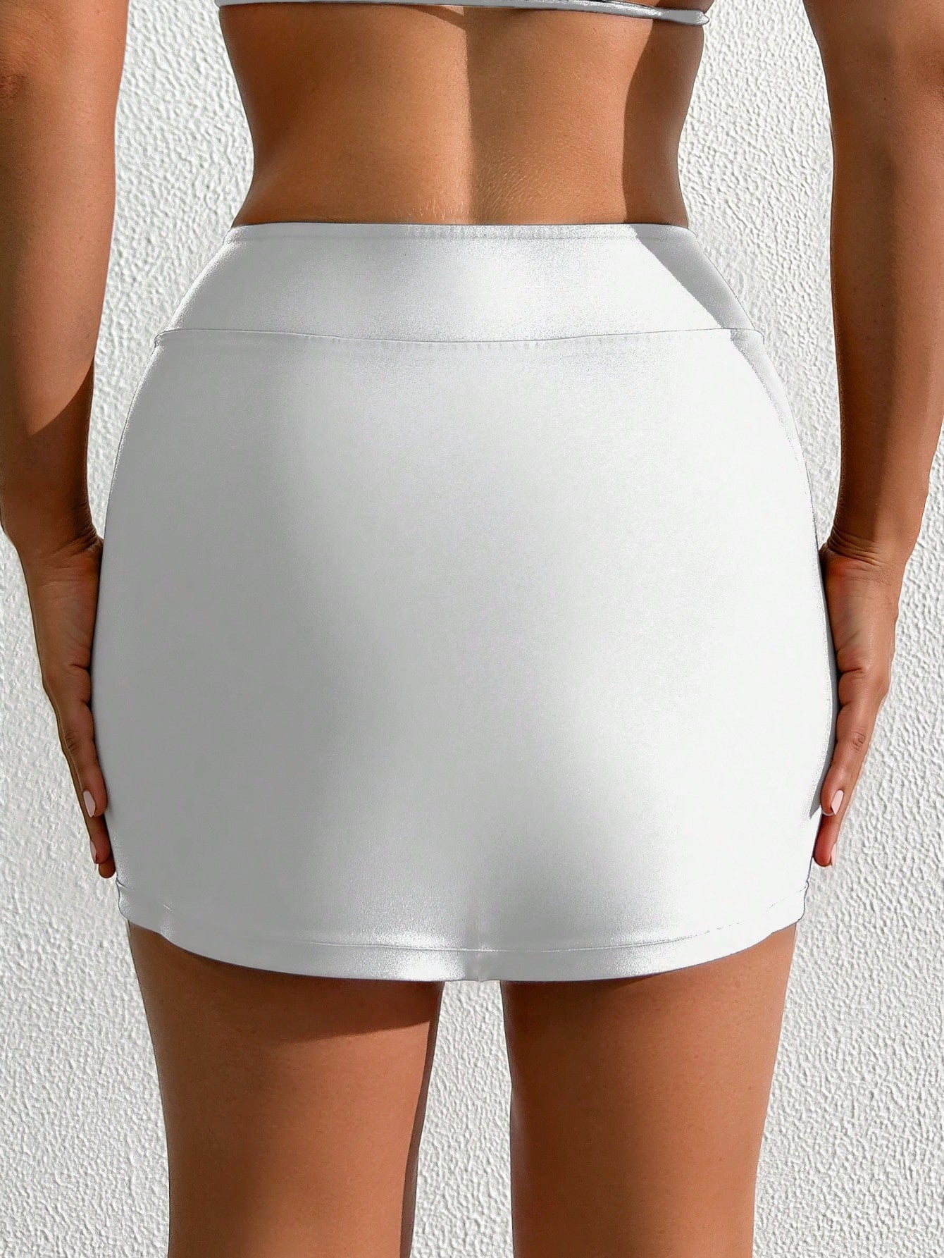 Swim Lushoire Women Beach Solid Color Elegant Side Slit Design Boardshorts