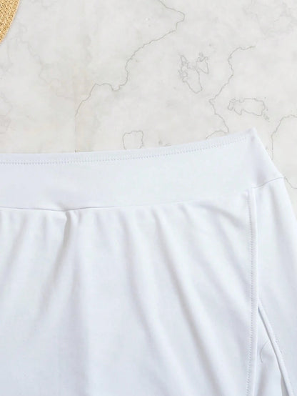 Swim Lushoire Women Beach Solid Color Elegant Side Slit Design Boardshorts