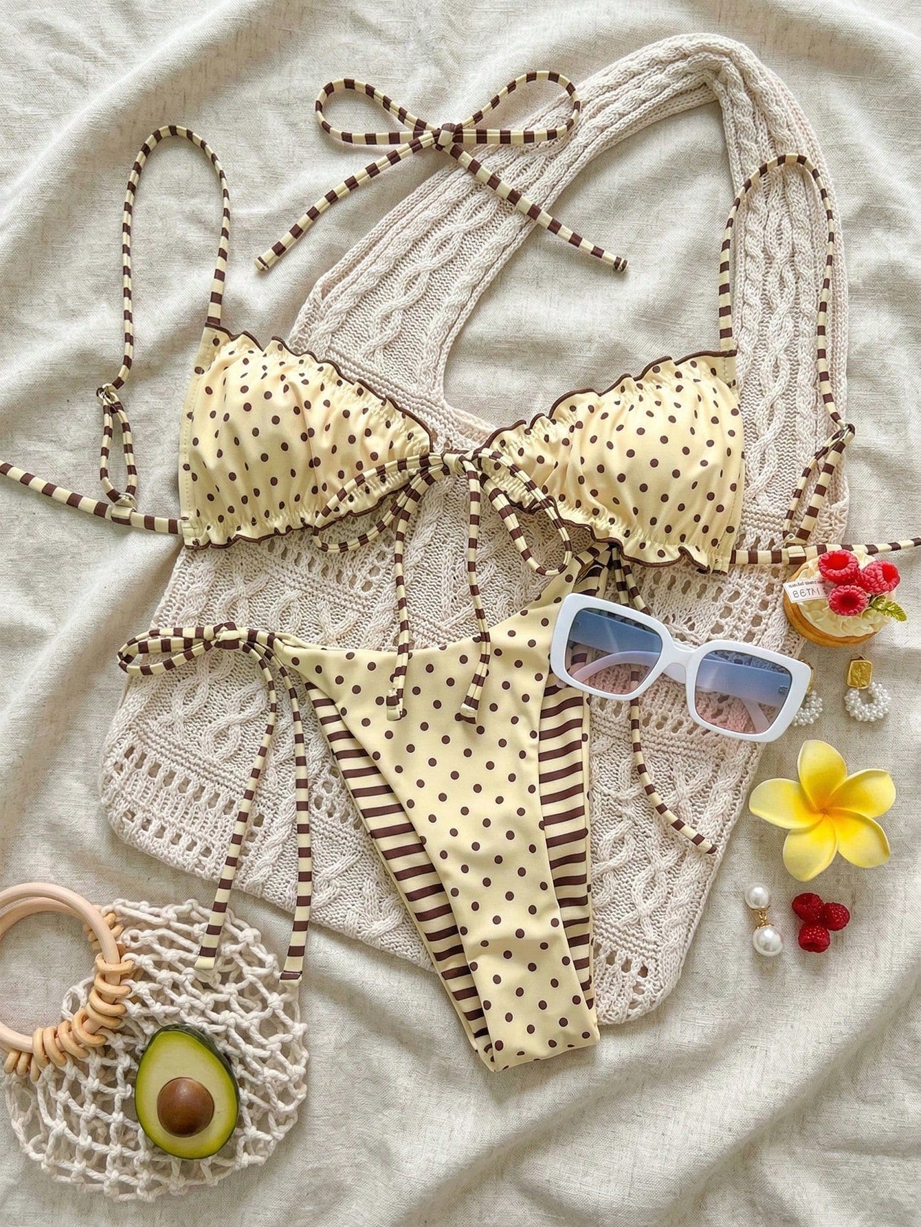 Swim Mod 2026 New Plus Size Mod 1920s Bikini Set, Cute White Summer Beach Vacation Gym Swimwear For Women, Cross-Border E-Commerce Sexy
