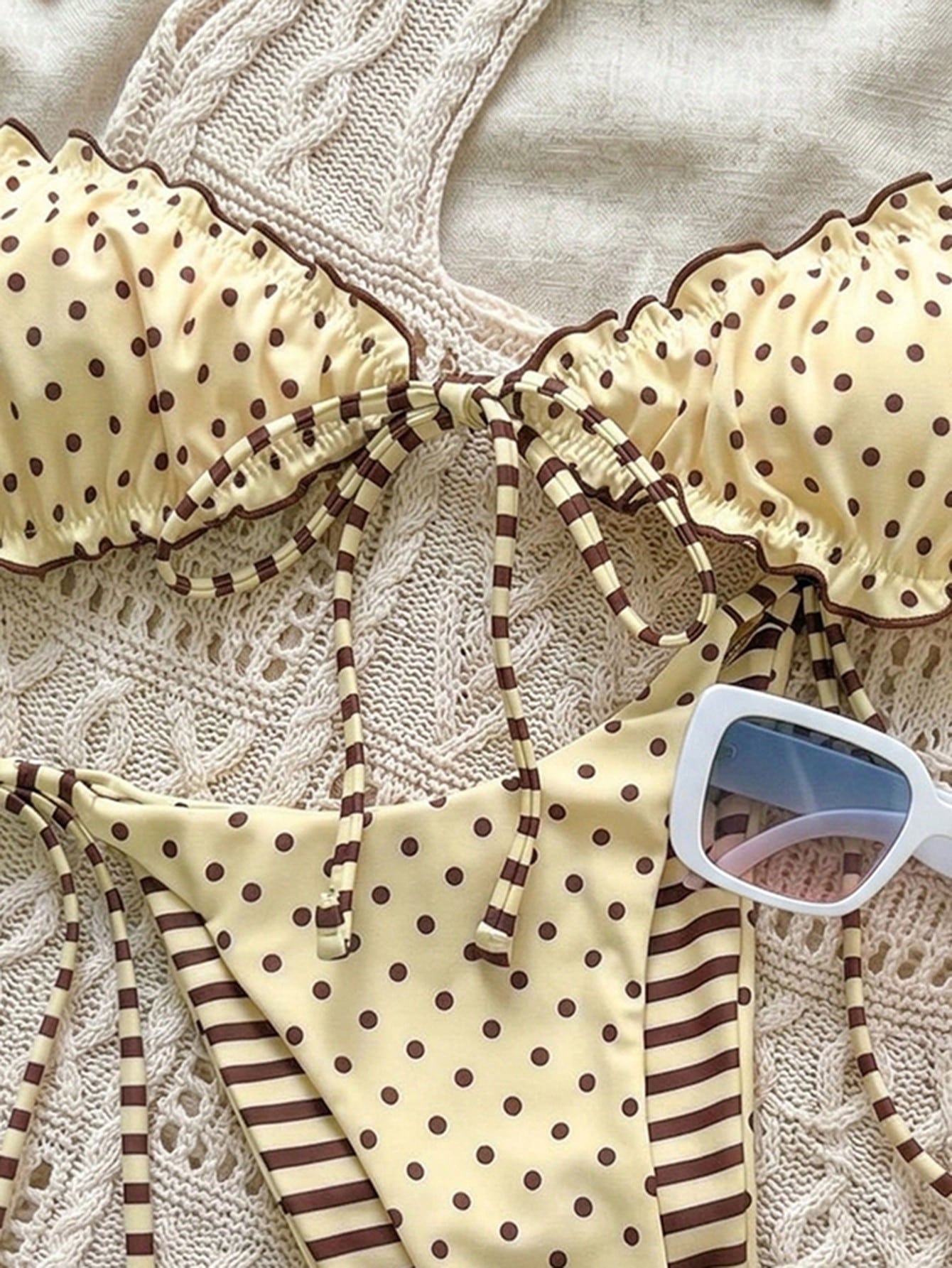 Swim Mod 2026 New Plus Size Mod 1920s Bikini Set, Cute White Summer Beach Vacation Gym Swimwear For Women, Cross-Border E-Commerce Sexy