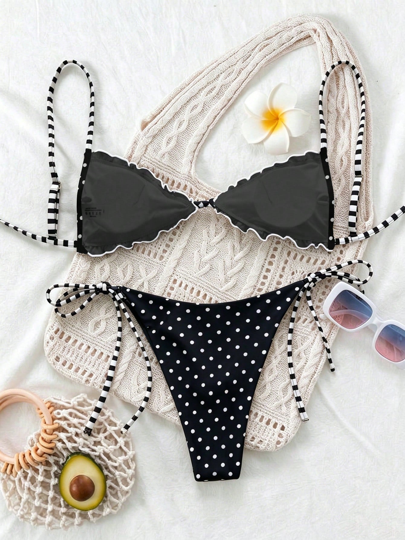Swim Mod 2026 New Plus Size Mod 1920s Bikini Set, Cute White Summer Beach Vacation Gym Swimwear For Women, Cross-Border E-Commerce Sexy