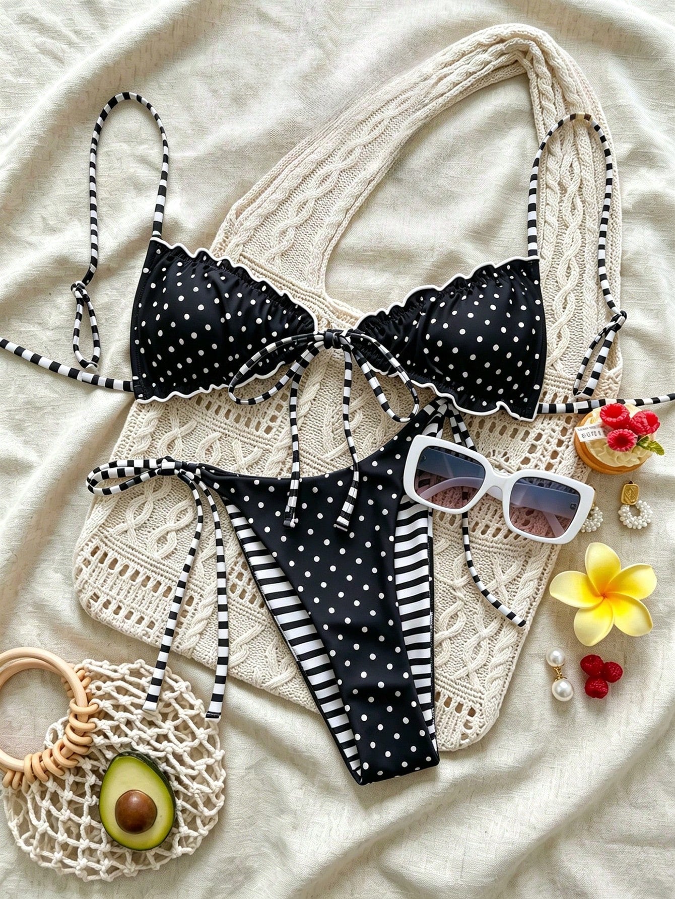 Swim Mod 2026 New Plus Size Mod 1920s Bikini Set, Cute White Summer Beach Vacation Gym Swimwear For Women, Cross-Border E-Commerce Sexy