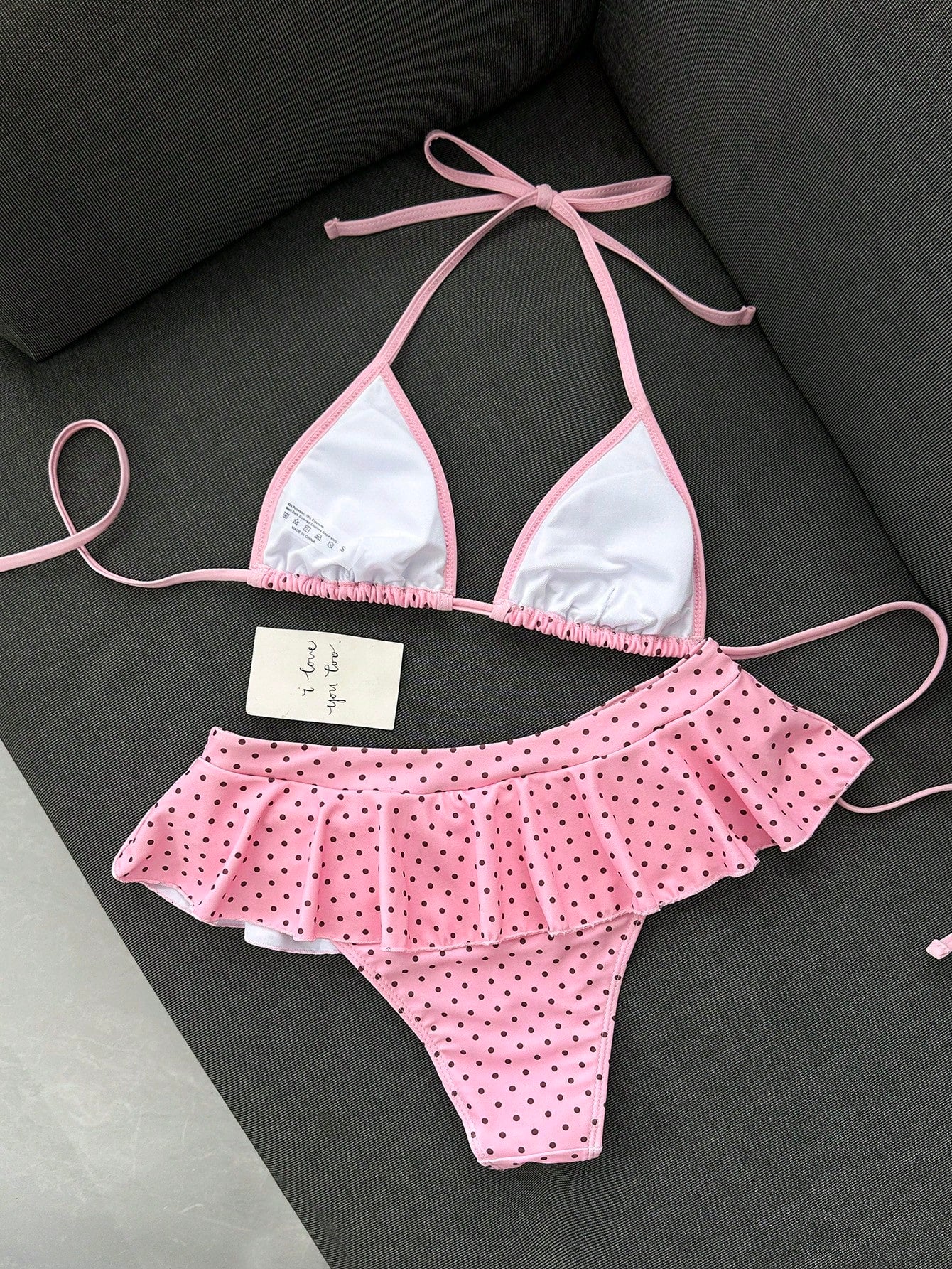 Swim Mod Women's Beachwear Retro Red And White Polka Dot Print Contrast Trim Sexy Micro Bikini Triangle Top Ultra Short Bikini Skirt Fashion Casual Vacation Sweet Retro Cute Sexy Women's Swimsuit Set