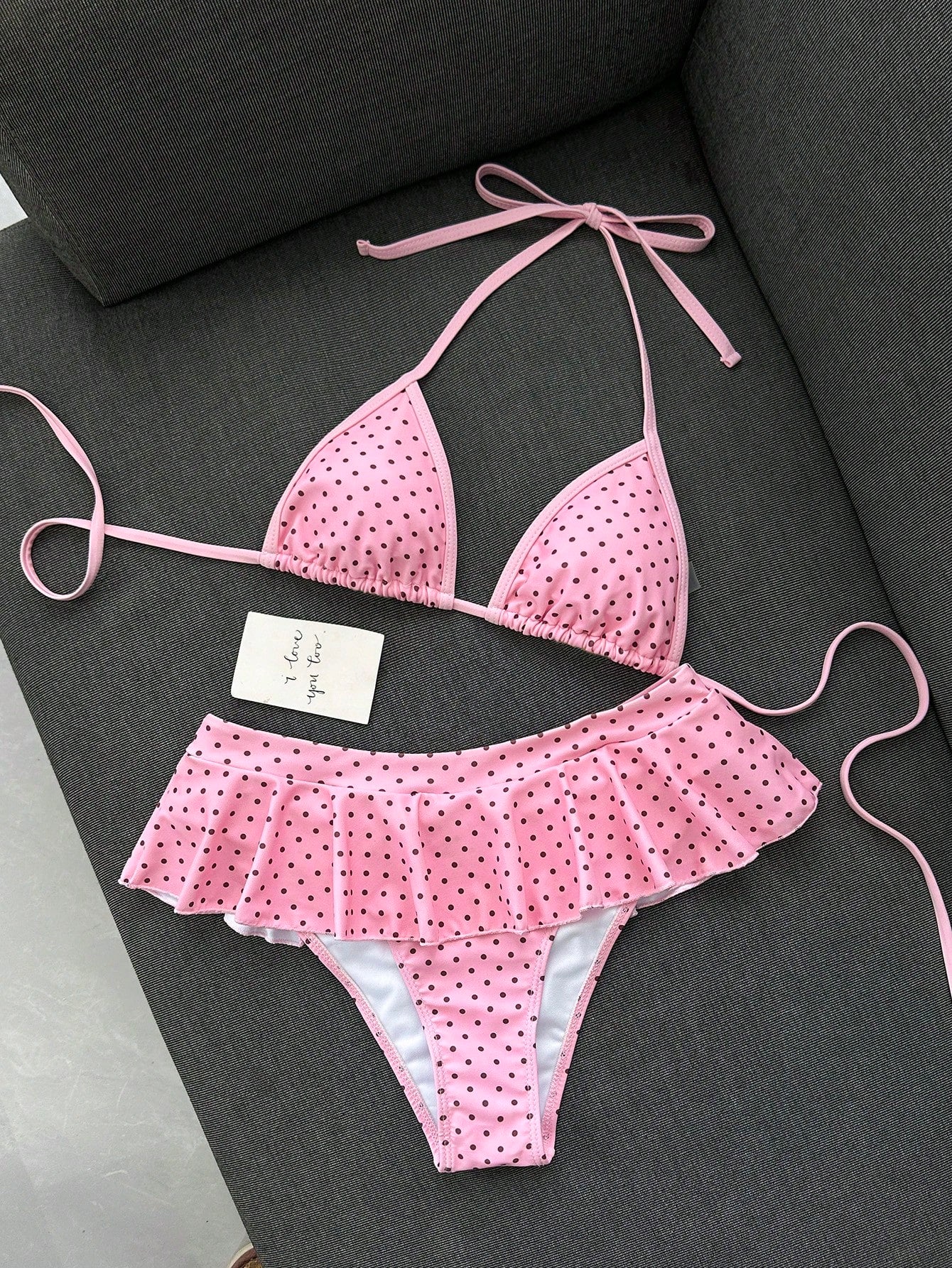 Swim Mod Women's Beachwear Retro Red And White Polka Dot Print Contrast Trim Sexy Micro Bikini Triangle Top Ultra Short Bikini Skirt Fashion Casual Vacation Sweet Retro Cute Sexy Women's Swimsuit Set