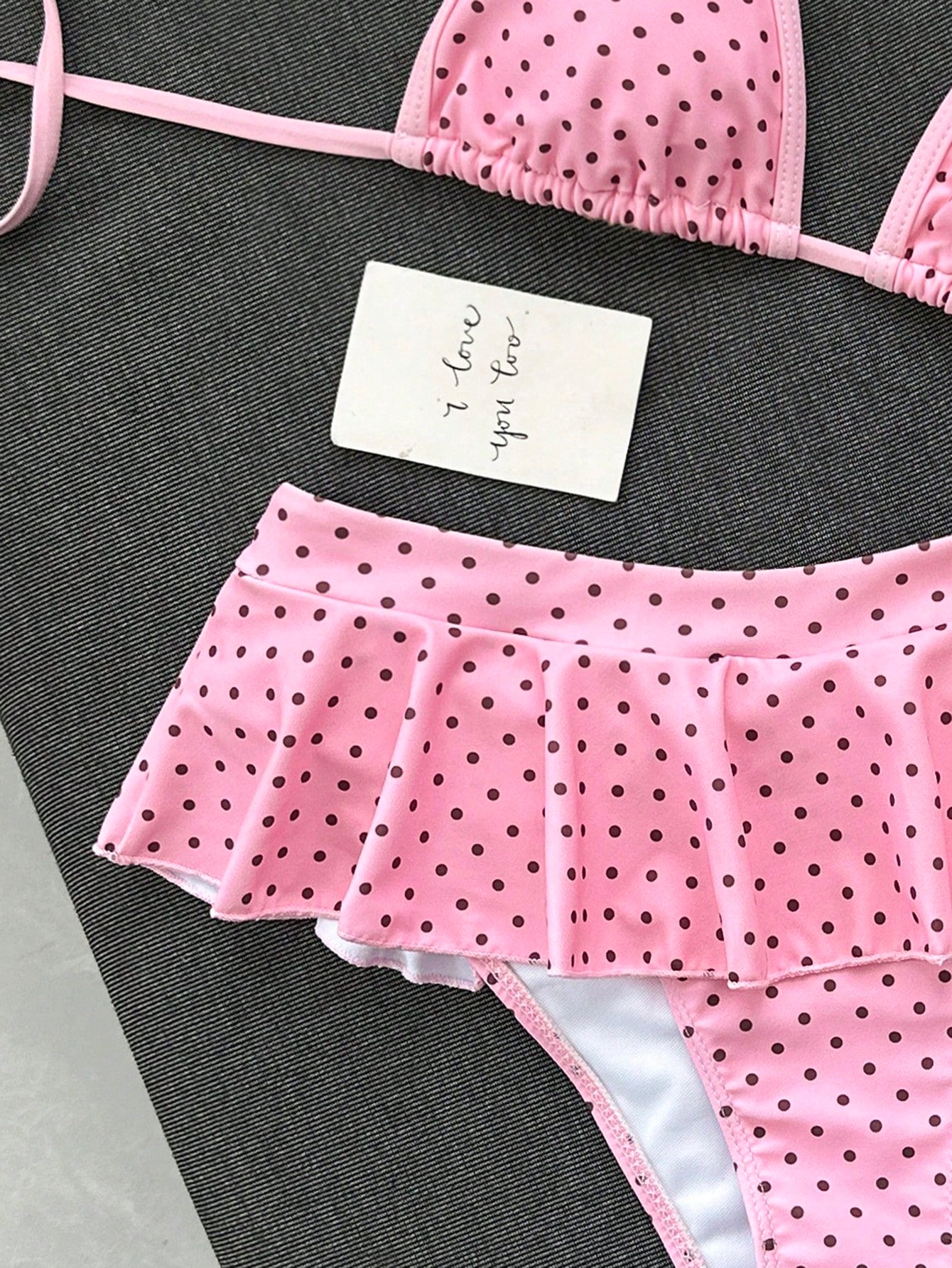 Swim Mod Women's Beachwear Retro Red And White Polka Dot Print Contrast Trim Sexy Micro Bikini Triangle Top Ultra Short Bikini Skirt Fashion Casual Vacation Sweet Retro Cute Sexy Women's Swimsuit Set