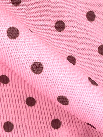Swim Mod Women's Beachwear Retro Red And White Polka Dot Print Contrast Trim Sexy Micro Bikini Triangle Top Ultra Short Bikini Skirt Fashion Casual Vacation Sweet Retro Cute Sexy Women's Swimsuit Set