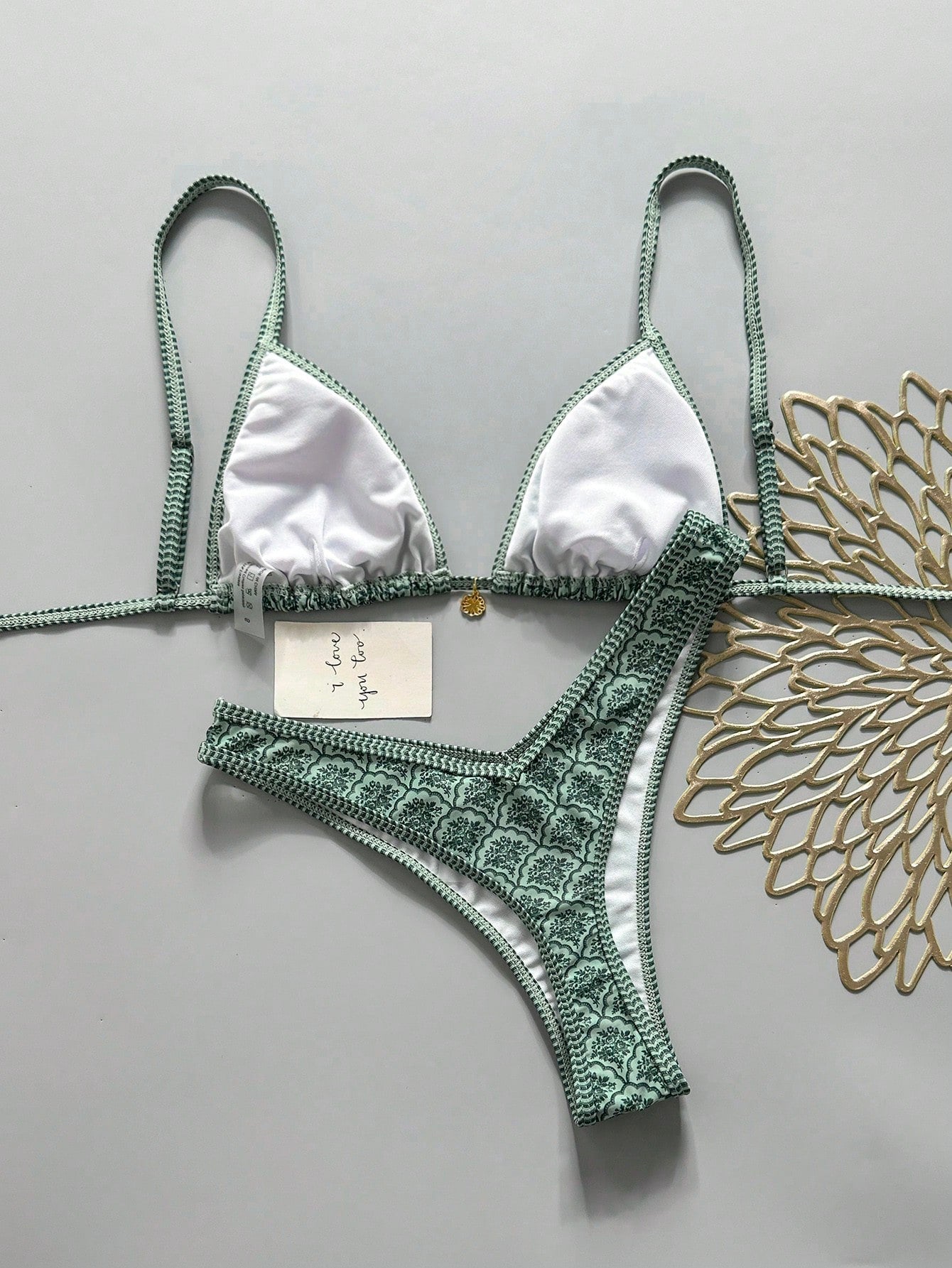 Swim Mod Women's Random Floral Print Spaghetti Strap Sexy Bikini Set, Summer
