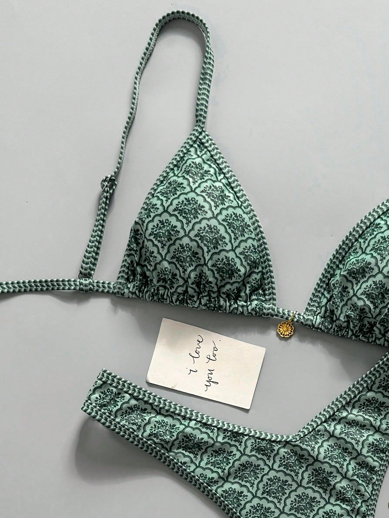 Swim Mod Women's Random Floral Print Spaghetti Strap Sexy Bikini Set, Summer