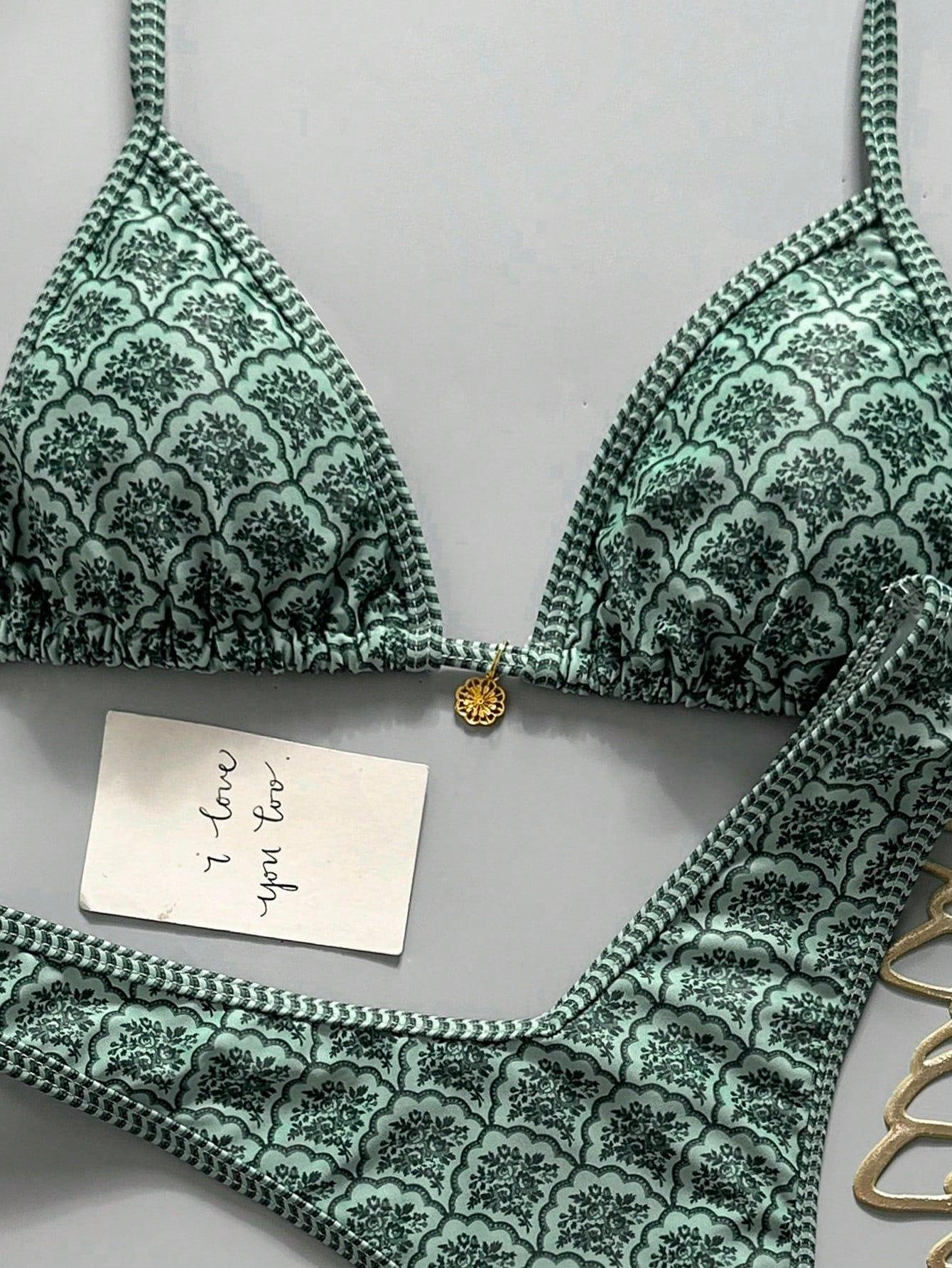 Swim Mod Women's Random Floral Print Spaghetti Strap Sexy Bikini Set, Summer