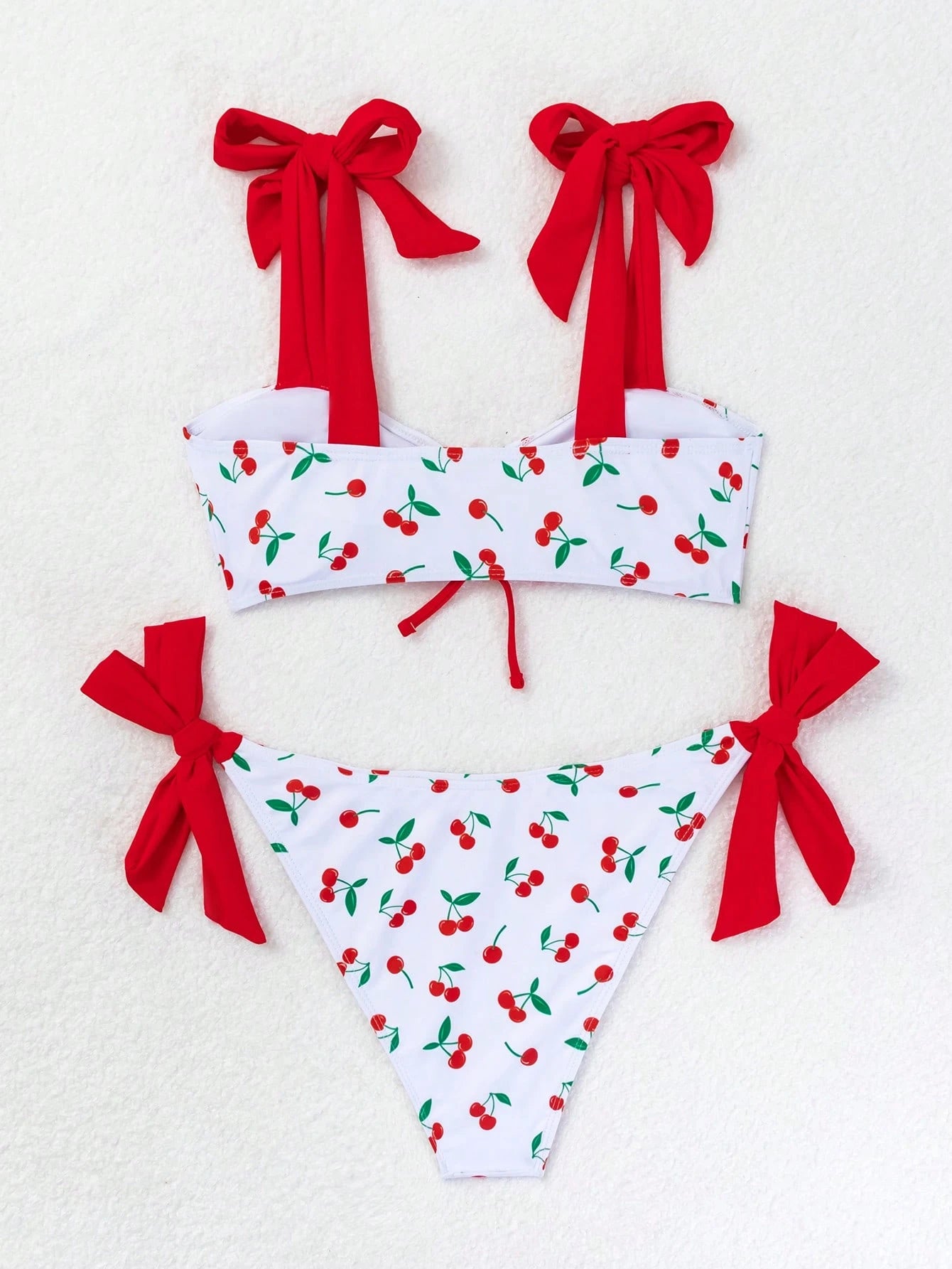 Swim Mod Women Sexy Cherry Print Tied Bikini Set Summer