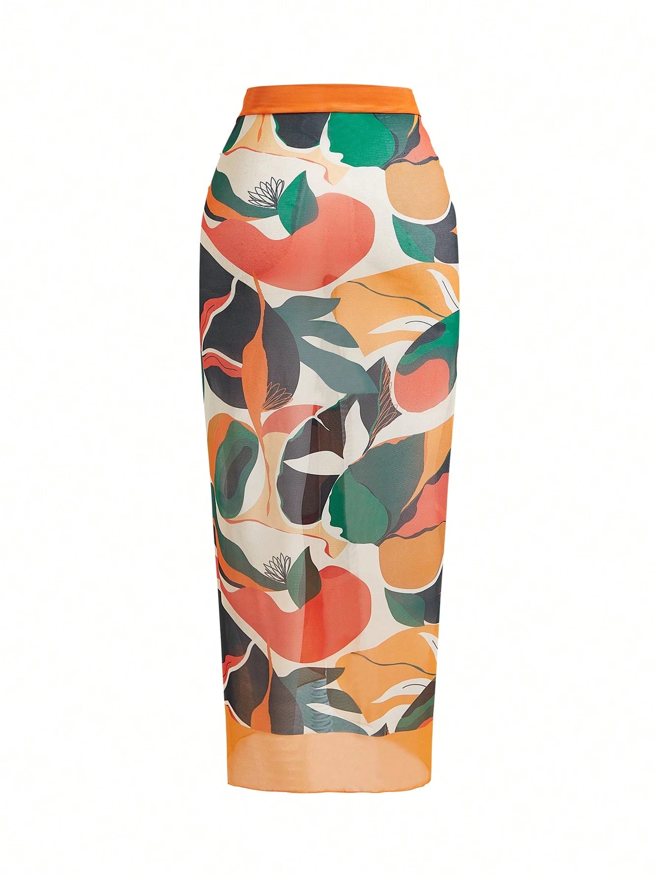 Swim Oasis Plus Size Women's Full Printed Wrap Cover Up Skirt Bottom, Suitable For Summer Beach And Swimwear Matching