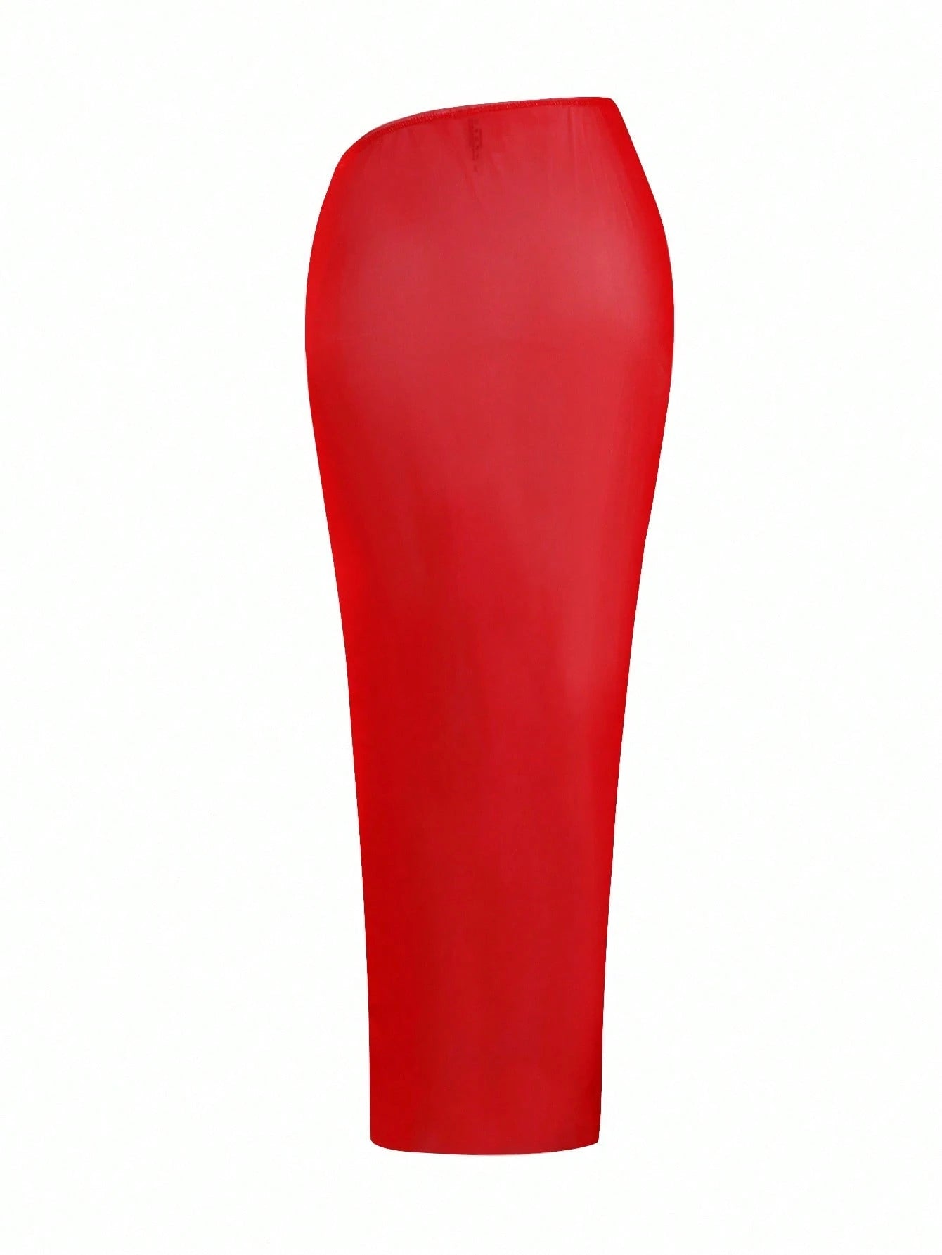 Swim Oasis Plus Size Women's Premium Oasis 2-Piece Red V-Neck Ruched Fitted Swimsuit With Matching Red High Slit Maxi Skirt, Summer Beach Vacation