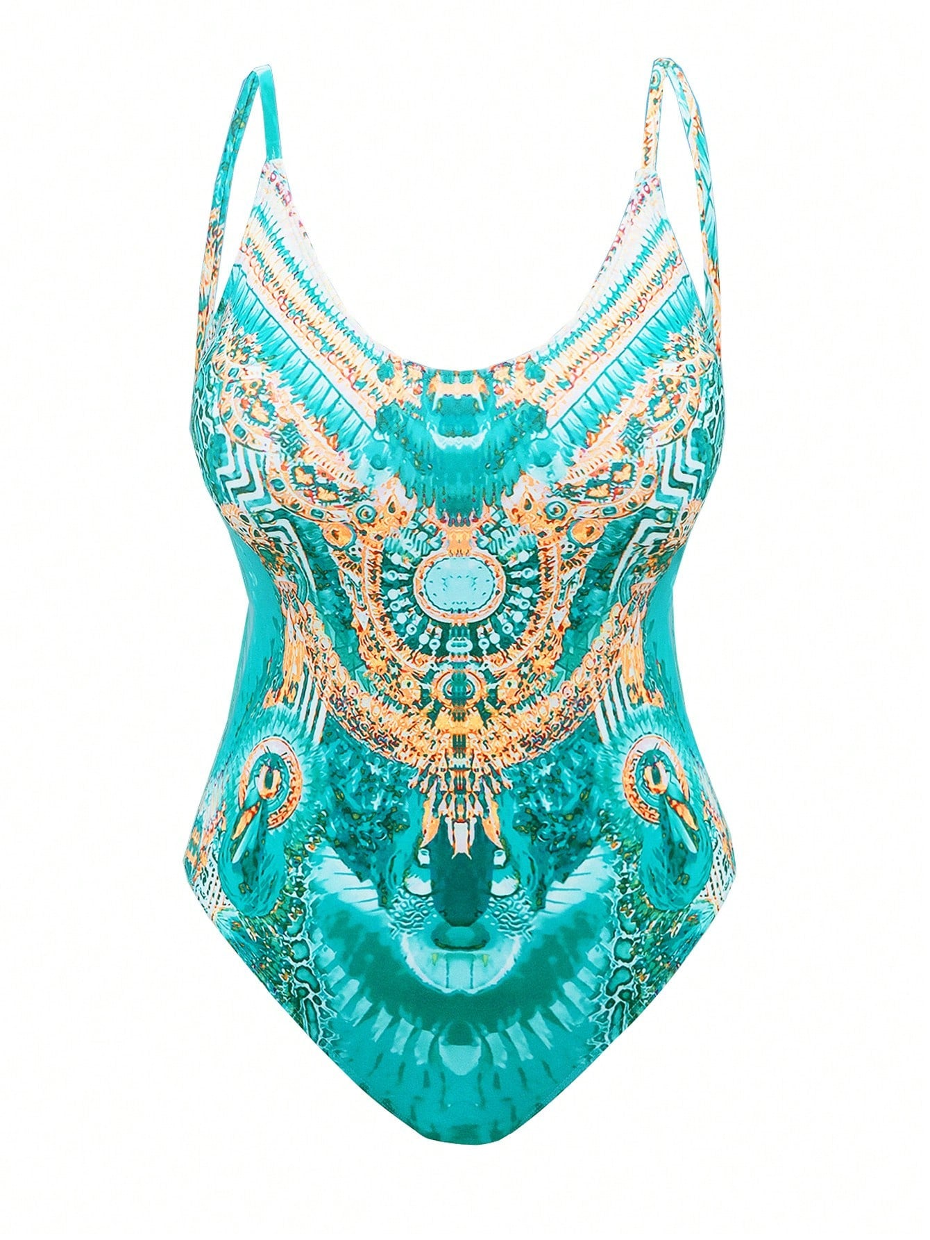 Swim Oasis Summer Beach Plus Size Women's Full Print One-Piece Swimsuit With 2pcs Cover-Up Set