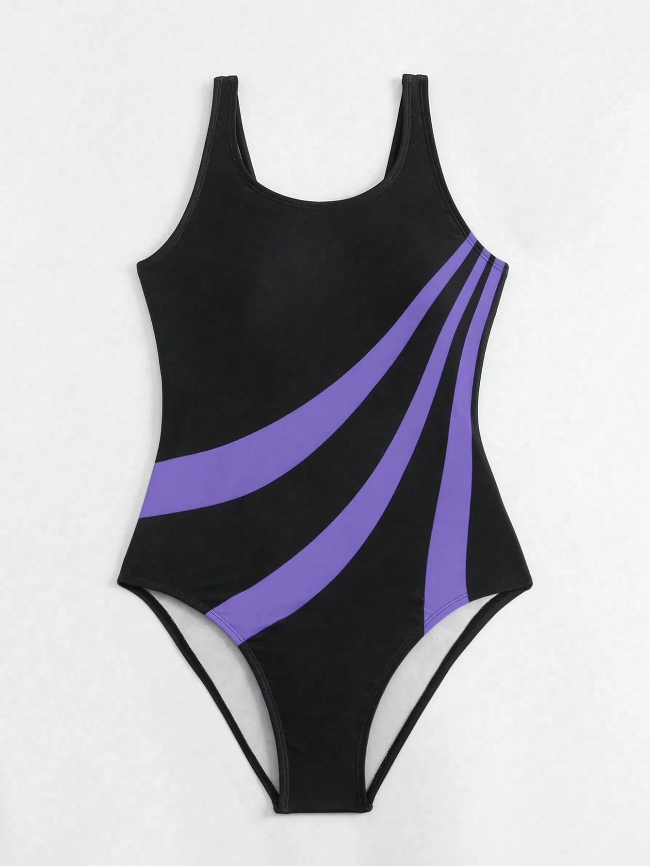 Swim SPRTY Women's Vacation Beach Colorblock Striped One-Piece Swimsuit For Summer