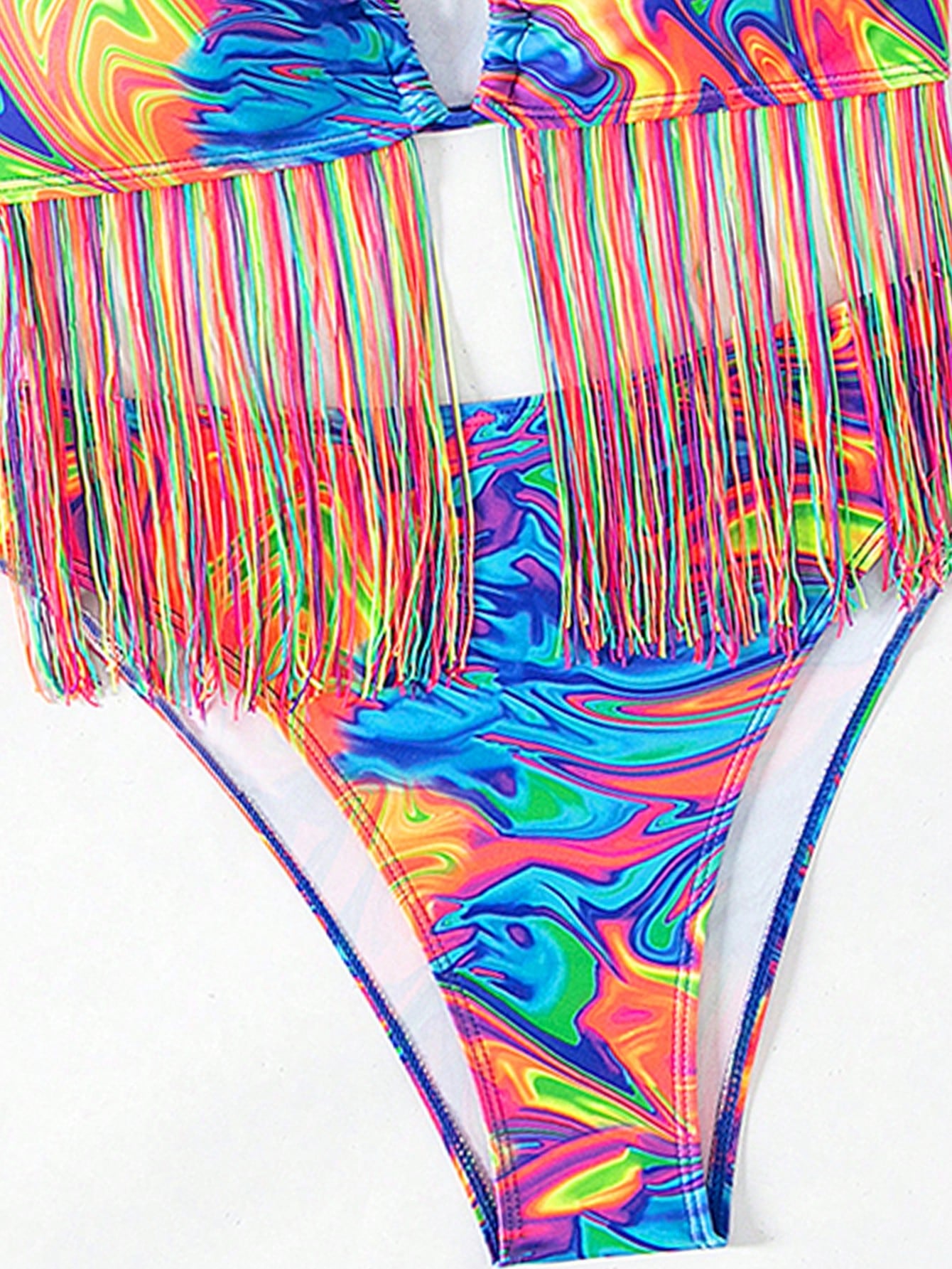 Swim Summer Beach All Over Print Criss Cross Halter Neck Bikini Set Sexy Swimsuitswimsuit Set