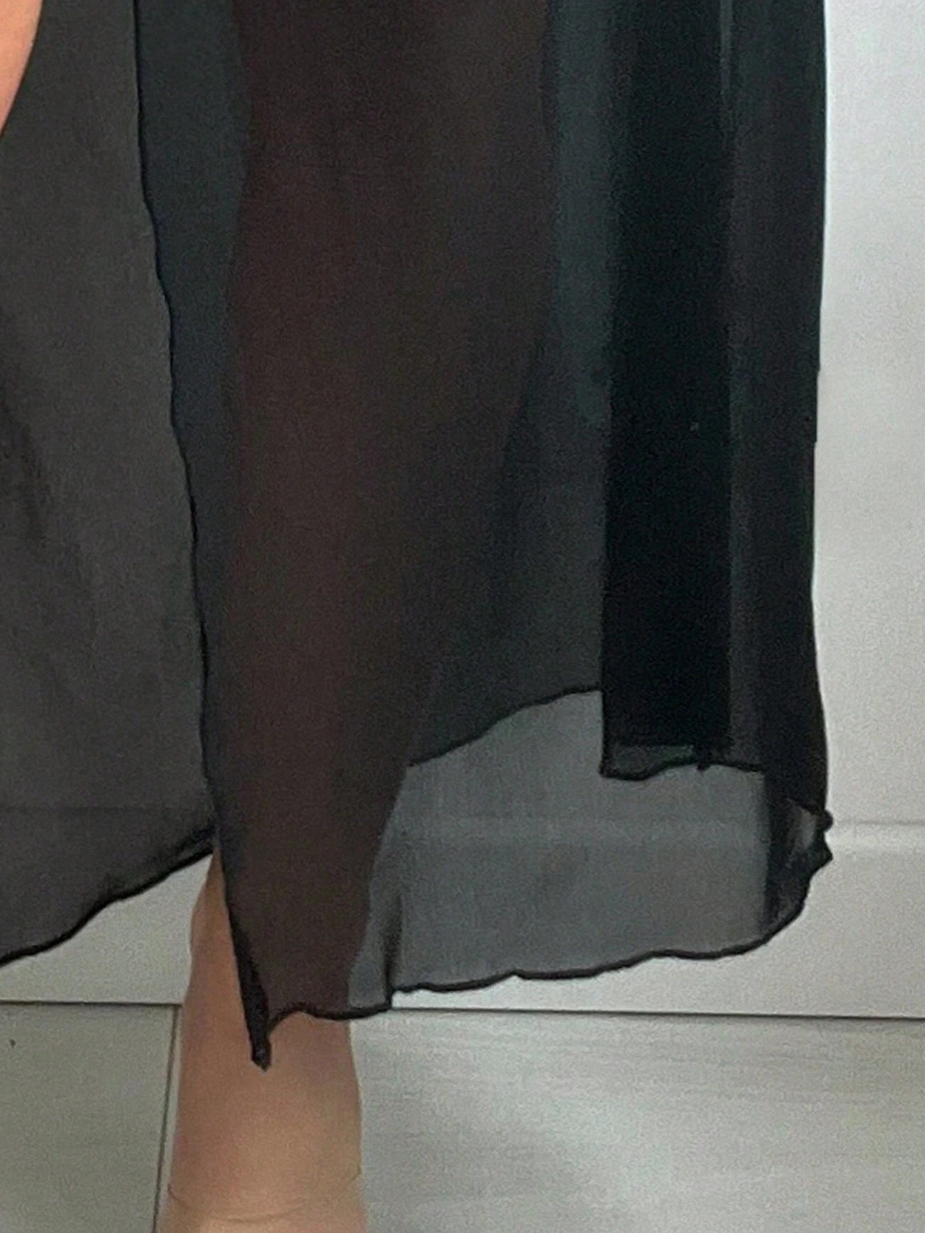 Swim SXY Solid Color Side Drawstring Slit Long Skirt Cover Up, For Vacation, Summer Beach